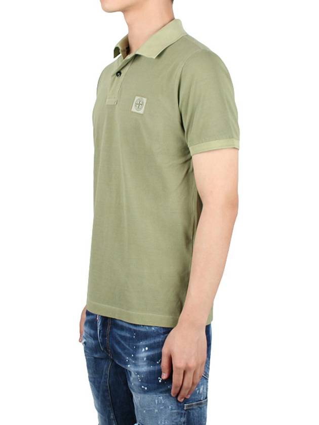 Men's Logo Patch Cotton Short Sleeve Polo Shirt Green - STONE ISLAND - 4
