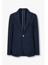 Men s Check Pattern Wrinkle Single Jacket Navy - EMPORIO ARMANI - BALAAN 1