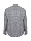 Small Heart Logo Gingham Button Long Sleeves Shirt Black - AMI - BALAAN 3