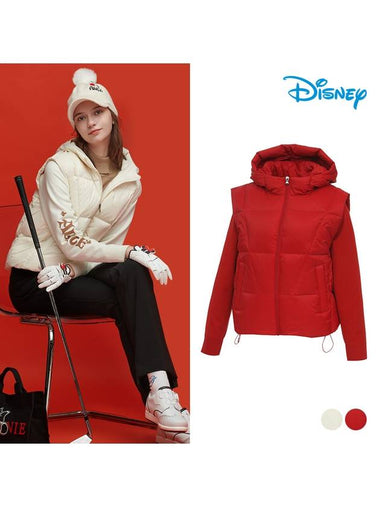 Women s goose down vest fit sleeve knit hood windbreaker padded jumper DN4LJB034 - DISNEY GOLF - BALAAN 1