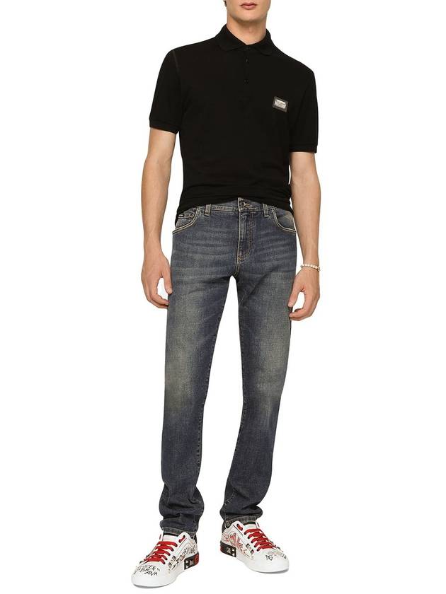 Men's Logo Plaque Cotton PK Shirt Black - DOLCE&GABBANA - BALAAN 3