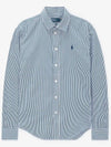 Women's Striped Cotton Shirt White Blue - POLO RALPH LAUREN - BALAAN 3