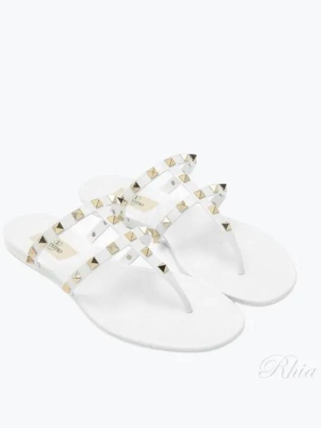 Rockstud Flat Slide White 4W2S0T84PVS 1XVTN5SH303 - VALENTINO - BALAAN 1