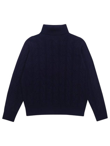 Cable Turtleneck Navy - SOLEW - BALAAN 1