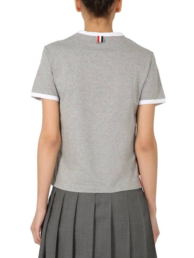 Asymmetric Hem Short Sleeve T-Shirt Grey - THOM BROWNE - BALAAN 6