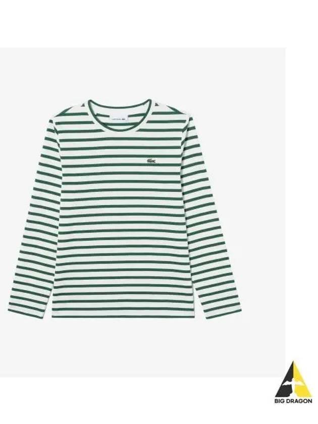 Women s Striped Long Sleeve T Shirt Green - LACOSTE - BALAAN 1