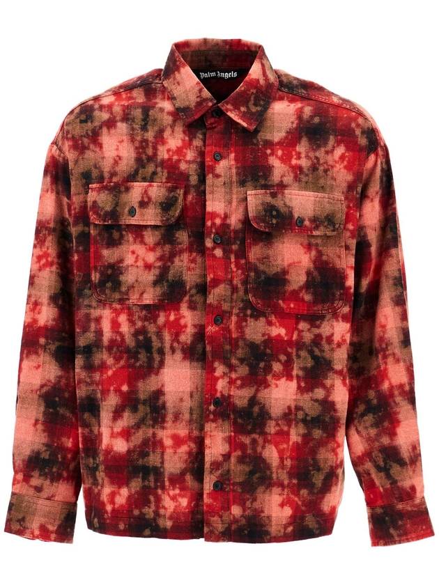 "flannel shirt with curved logo - PALM ANGELS - BALAAN 1