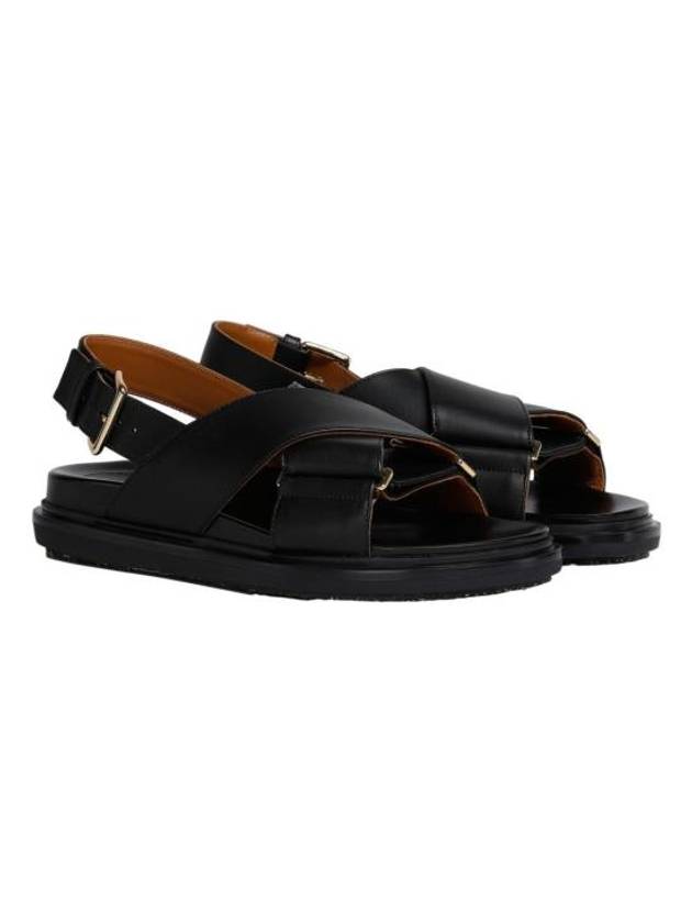 Fussbet Leather Sandals Black - MARNI - BALAAN 4