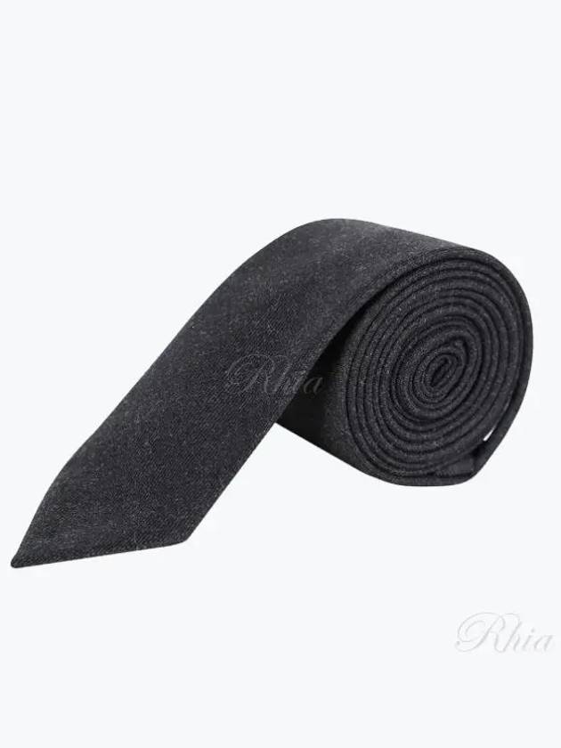 Super 120S Twill Tie  Black - THOM BROWNE - BALAAN 2