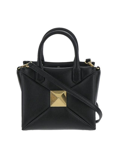 One Stud Top Handle Tote Bag Black - VALENTINO - BALAAN 1