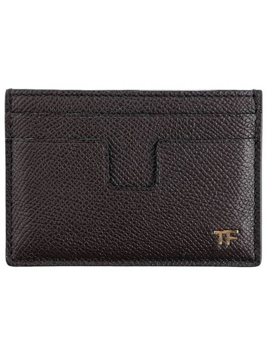 TF Logo Grain Leather Small Card Wallet Brown - TOM FORD - BALAAN 2