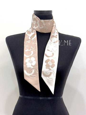 Scratch Special Price Women s Silk Clover Twilly White Beige AA8021 - CHANEL - BALAAN 1