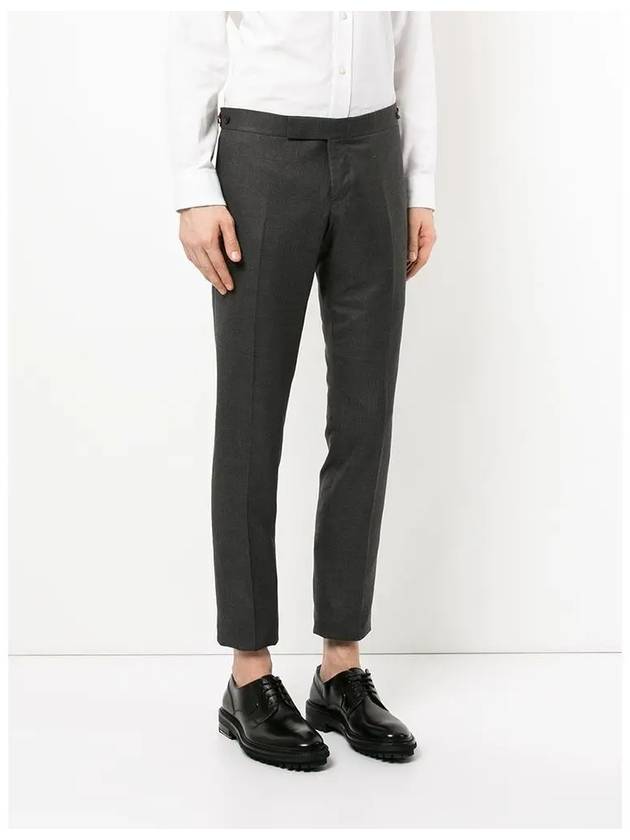 Low Rise Side Tab Wool Slacks Charcoal - THOM BROWNE - BALAAN 5