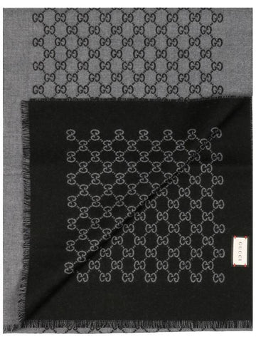 double jacquard GG pattern muffler gray - GUCCI - BALAAN.