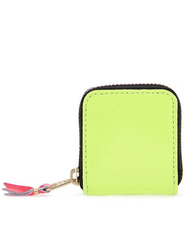 compact wallet super fluo yellow in goat leather with zip - COMME DES GARCONS WALLET - BALAAN 1