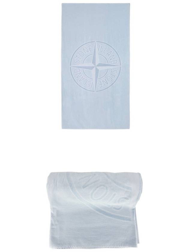 Logo Beach Towel Sky Blue - STONE ISLAND - BALAAN 5