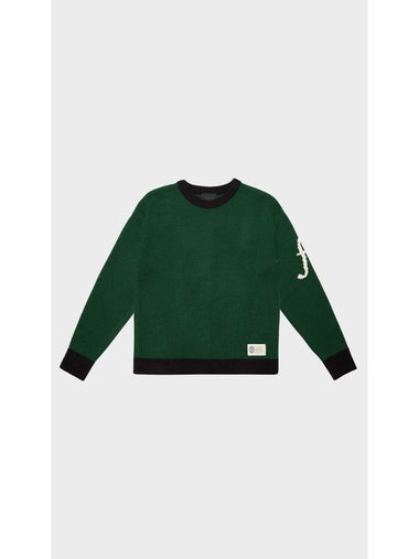 Coloring Round Wool Pullover Dark Green - FFEFF STUDIO - BALAAN 1