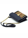 House Checked Leather Chain Shoulder Bag Blue - BURBERRY - BALAAN 3