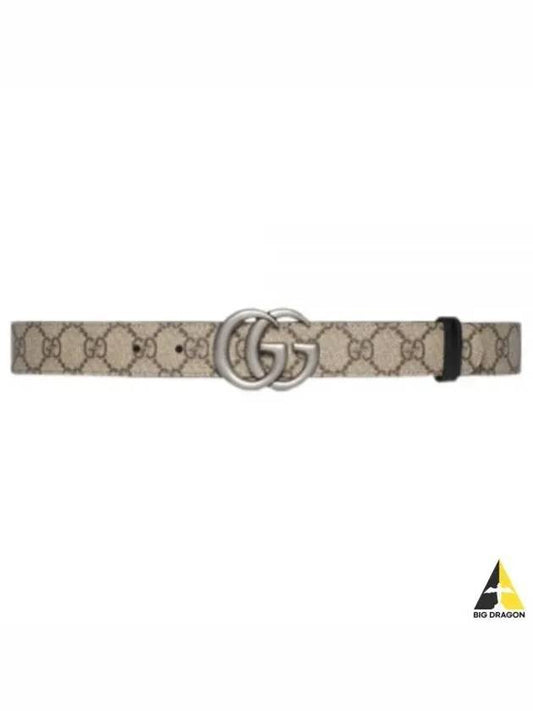GG Marmont Silver Reversible Thin Belt Beige - GUCCI - BALAAN 2