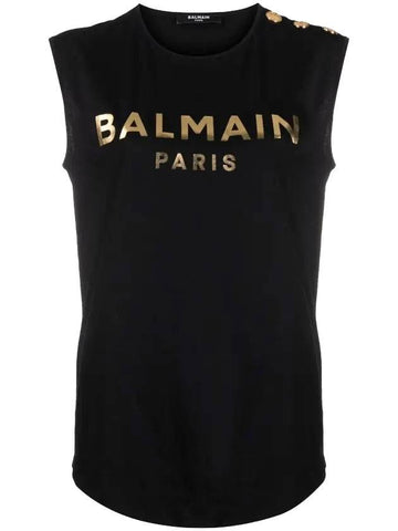 Women's Gold Logo Sleeveless Black - BALMAIN - BALAAN 1