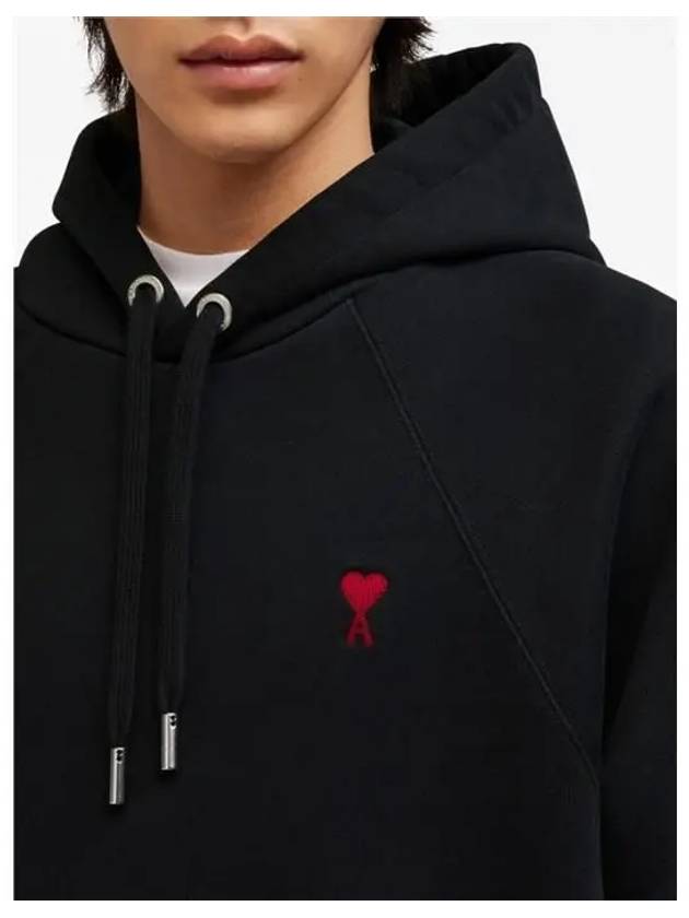 Heart Logo Cotton Hoodie Black - AMI - BALAAN 2