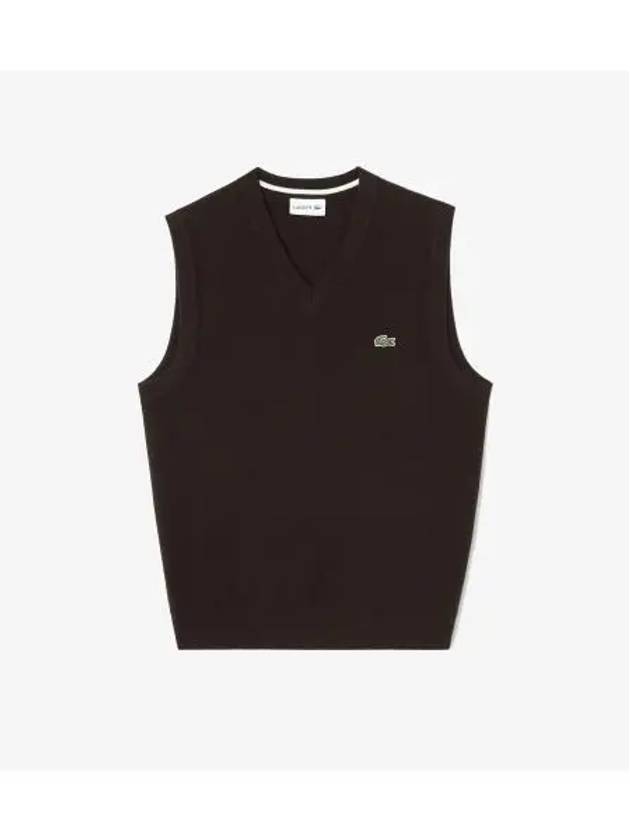 Men s V neck Vest Dark Brown - LACOSTE - BALAAN 1