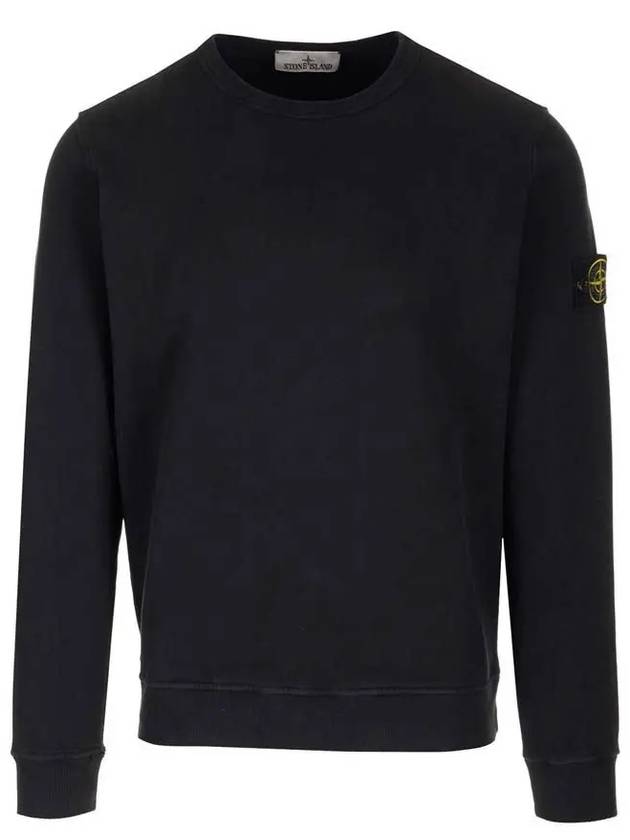 Brushed Cotton Fleece Garment Dyed Crewneck Sweatshirt Black - STONE ISLAND - BALAAN 2