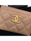 CC logo card holder caviar brown gold plated AP3524 - CHANEL - BALAAN 3