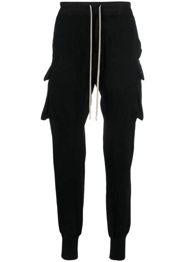 Mastodon Cut Cargo Pocket Cotton Track Pants Black - RICK OWENS - BALAAN 1