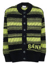 Logo Stripe Pattern Knit Cardigan Black - GANNI - BALAAN 10