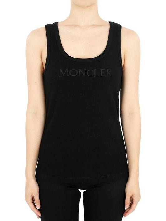 Monclair Women s Round Neck Sleeveless T Shirt Black 8P00006 89AK6 999 - MONCLER - BALAAN 1