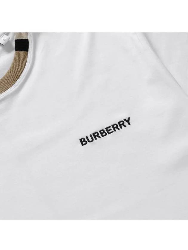 Men's Striped Neck Short Sleeve T-Shirt White - BURBERRY - BALAAN 4