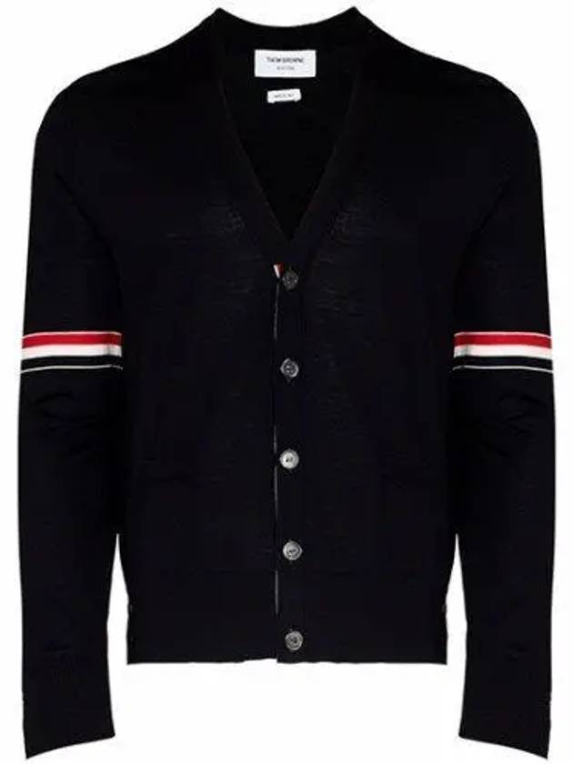 Stripe Armband Merino Wool Cardigan Navy - THOM BROWNE - BALAAN 2