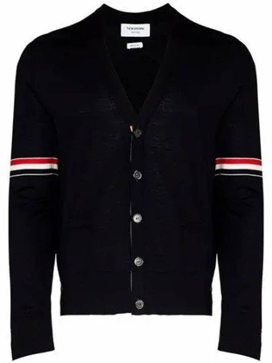 Stripe Armband Merino Wool Cardigan Navy - THOM BROWNE - BALAAN 2