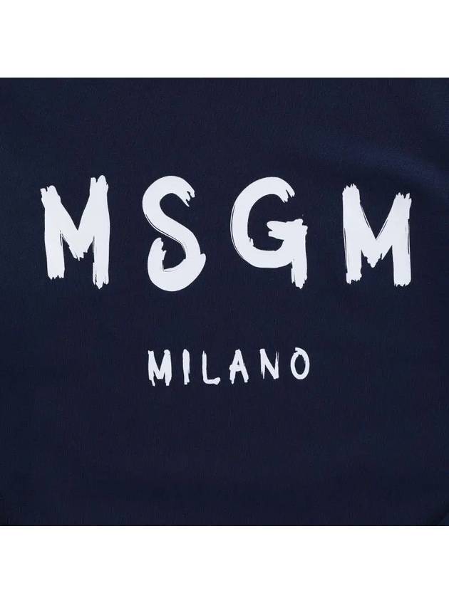 Brushed Logo Print Cotton Sweatshirt Navy - MSGM - BALAAN 4