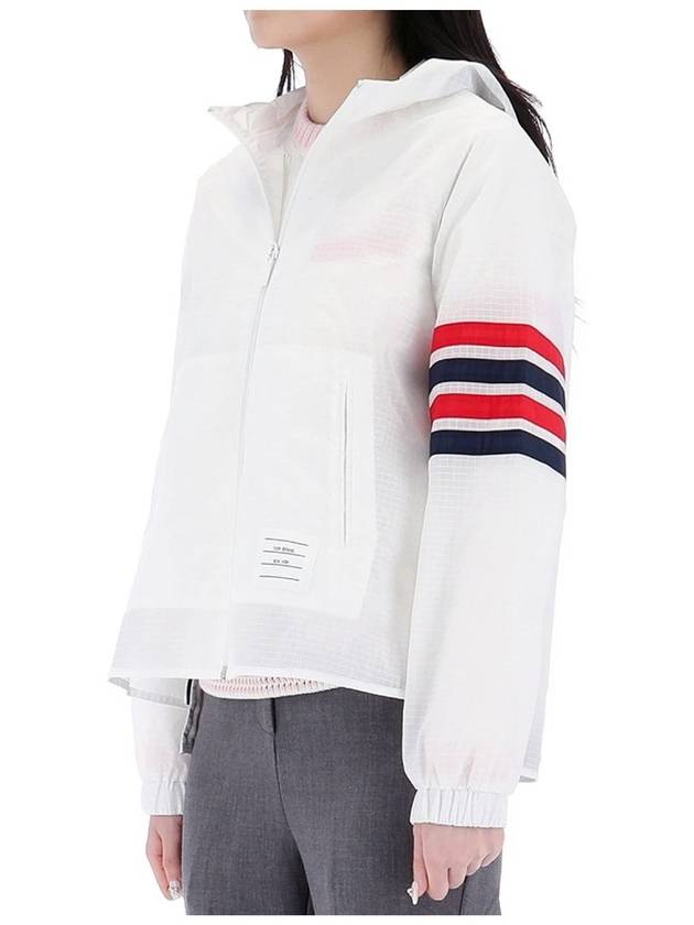 4 Bar Ripstop Polyamide Windbreaker White - THOM BROWNE - BALAAN 4