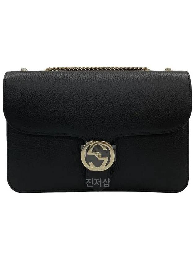 GG Interlocking Chain Medium Shoulder Bag Black - GUCCI - BALAAN 2