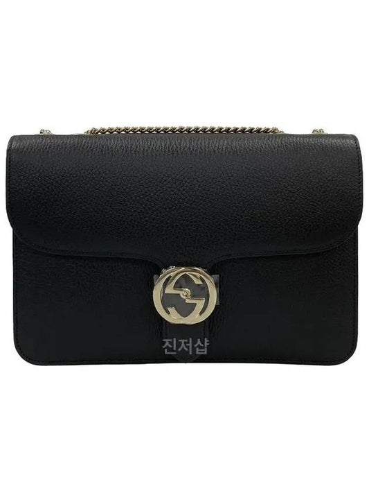 GG Interlocking Chain Medium Shoulder Bag Black - GUCCI - BALAAN 2