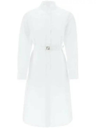 Cotton Poplin Midi Dress White - FENDI - BALAAN 2