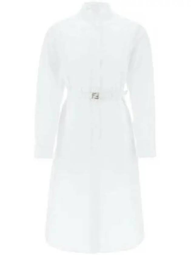 Cotton Poplin Midi Dress White - FENDI - BALAAN 2