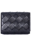 Tiny Tri-Fold Zipper Half Wallet Black - BOTTEGA VENETA - BALAAN 2