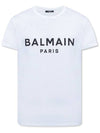 Men's Logo Print Short Sleeve T-Shirt White - BALMAIN - BALAAN.