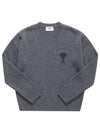 De Coeur V-Neck Wool Knit Top Grey - AMI - BALAAN 3