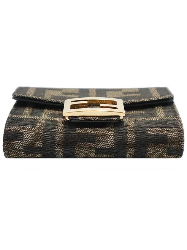 Fendi 8M0416 FF logo fabric baguette card holder wallet - FENDI - BALAAN 4