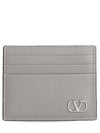 V Logo Signature Card Wallet Pearl Grey - VALENTINO - BALAAN 2