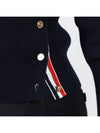 Milano Stitch 4 Bar Classic V Neck Fine Merino Wool Cardigan Navy - THOM BROWNE - BALAAN 9