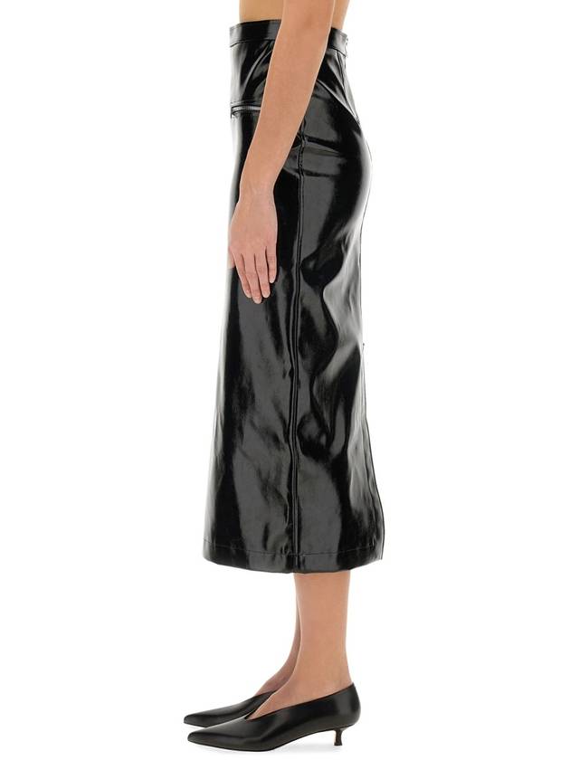 Patent leather midi H line skirt black - MSGM - BALAAN 5