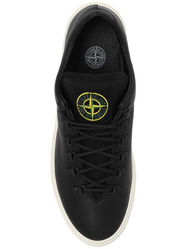 S0101 Logo Lace-Up Leather Low Top Sneakers Black - STONE ISLAND - BALAAN 6