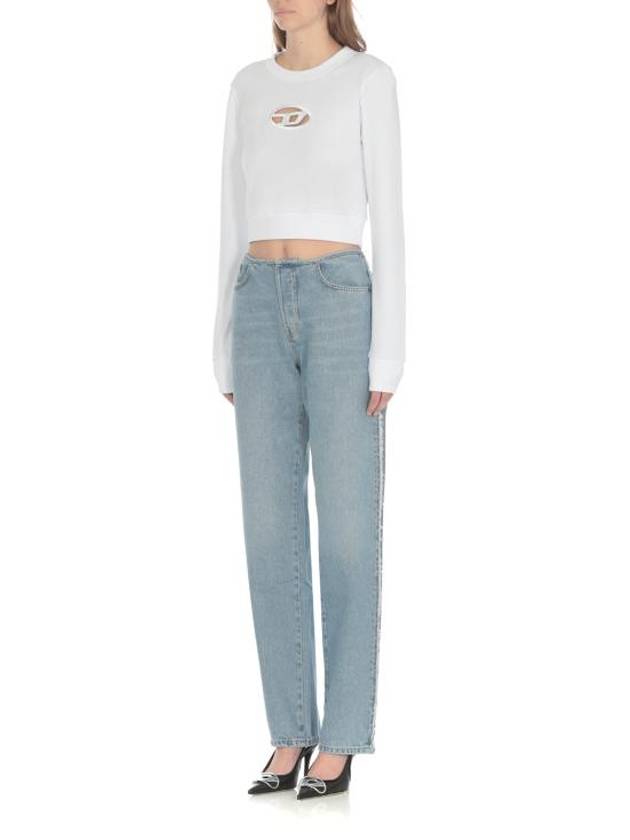 F Slimmy Cutout Logo Crop Sweatshirt White - DIESEL - BALAAN 4