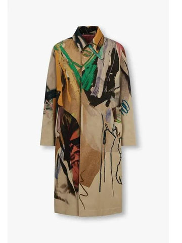 Printed oversized collar coat dark beige - PAUL SMITH - BALAAN 1